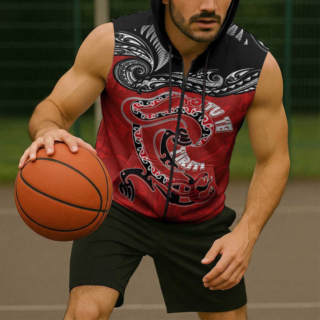 Personalised Aotearoa Toitu Te Tiriti Sleeveless Zip Hoodie Taniwha Tribal Motifs LT03 - Polynesian Pride