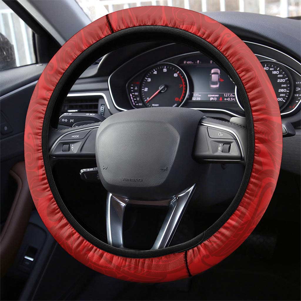 Aotearoa Toitu Te Tiriti Steering Wheel Cover Taniwha Tribal Motifs
