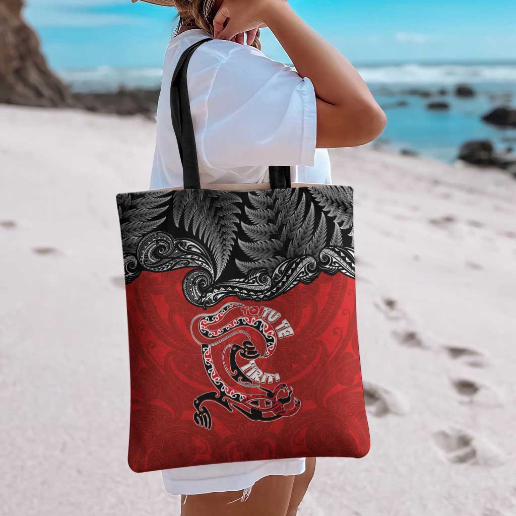 Aotearoa Toitu Te Tiriti Tote Bag Taniwha Tribal Motifs