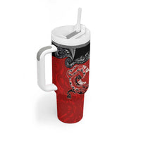 Aotearoa Toitu Te Tiriti Tumbler With Handle Taniwha Tribal Motifs