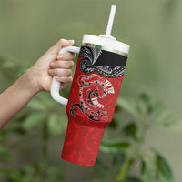 Aotearoa Toitu Te Tiriti Tumbler With Handle Taniwha Tribal Motifs