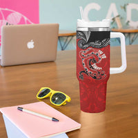 Aotearoa Toitu Te Tiriti Tumbler With Handle Taniwha Tribal Motifs