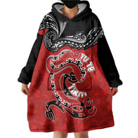 Personalised Aotearoa Toitu Te Tiriti Wearable Blanket Hoodie Taniwha Tribal Motifs LT03 - Polynesian Pride