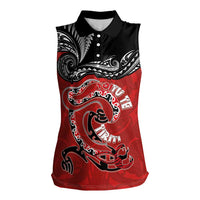 Personalised Aotearoa Toitu Te Tiriti Women Sleeveless Polo Shirt Taniwha Tribal Motifs LT03 Female Multicolor - Polynesian Pride