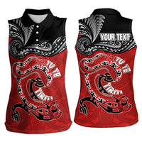 Personalised Aotearoa Toitu Te Tiriti Women Sleeveless Polo Shirt Taniwha Tribal Motifs LT03 - Polynesian Pride