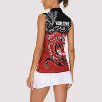 Personalised Aotearoa Toitu Te Tiriti Women Sleeveless Polo Shirt Taniwha Tribal Motifs LT03 - Polynesian Pride