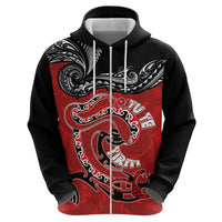 Personalised Aotearoa Toitu Te Tiriti Zip Hoodie Taniwha Tribal Motifs LT03 - Polynesian Pride