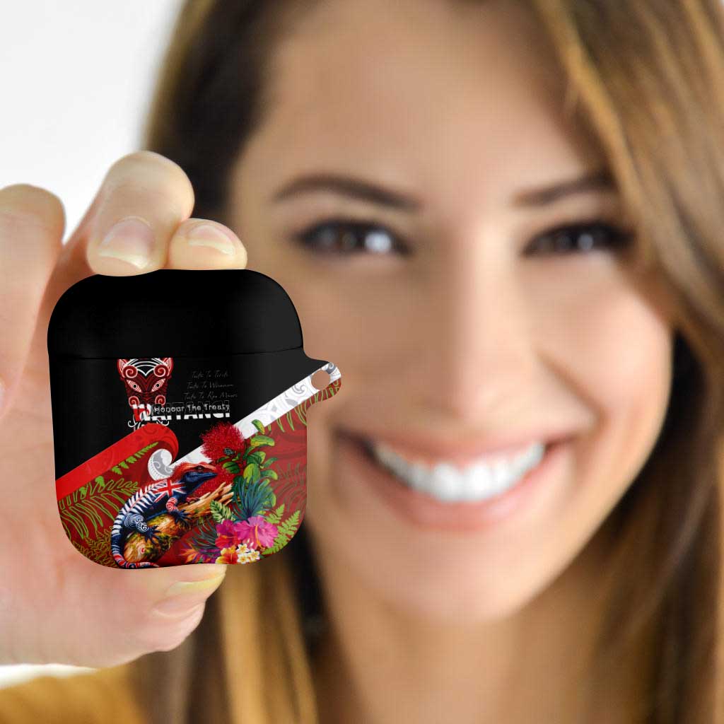 Aotearoa Toitu Te Tiriti AirPods Case Waitangi-Honour The Treaty NZ Tuatara and Plants LT03 - Polynesian Pride