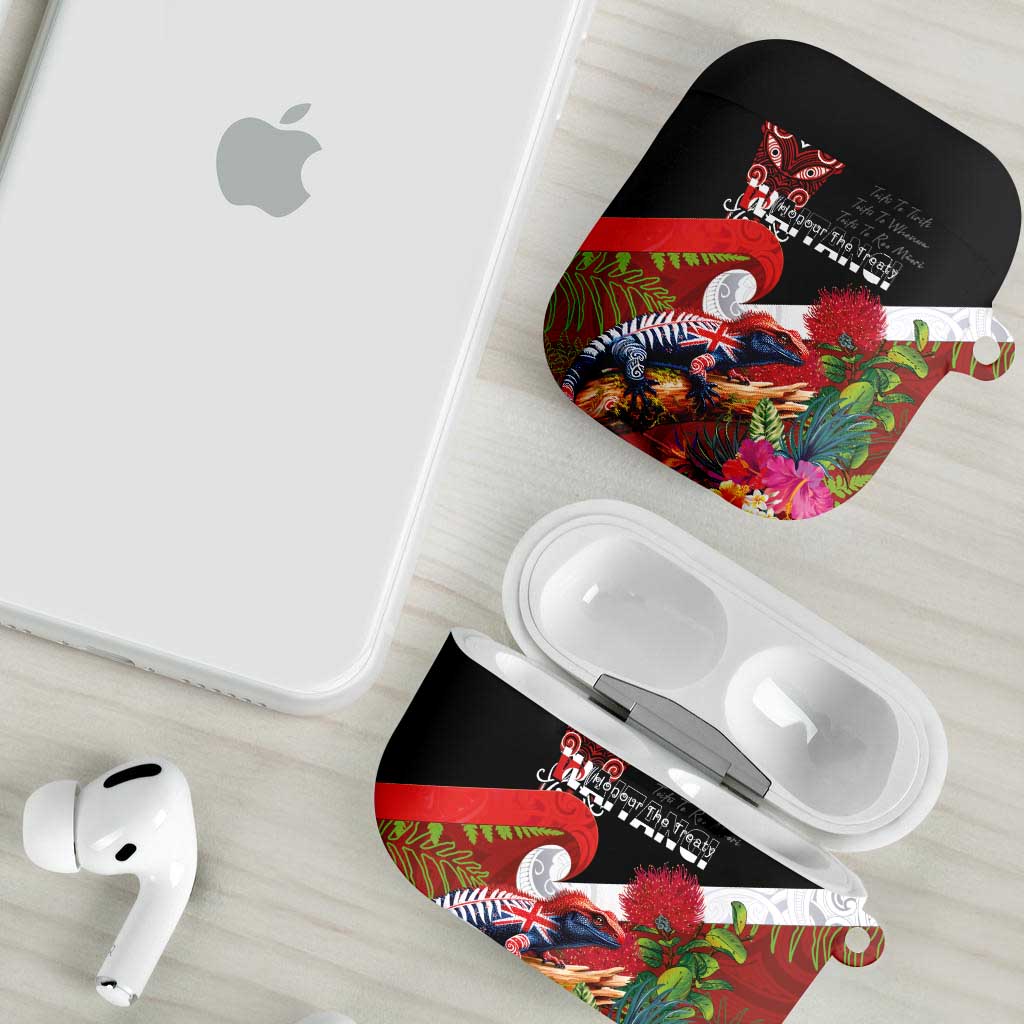 Aotearoa Toitu Te Tiriti AirPods Case Waitangi-Honour The Treaty NZ Tuatara and Plants LT03 - Polynesian Pride