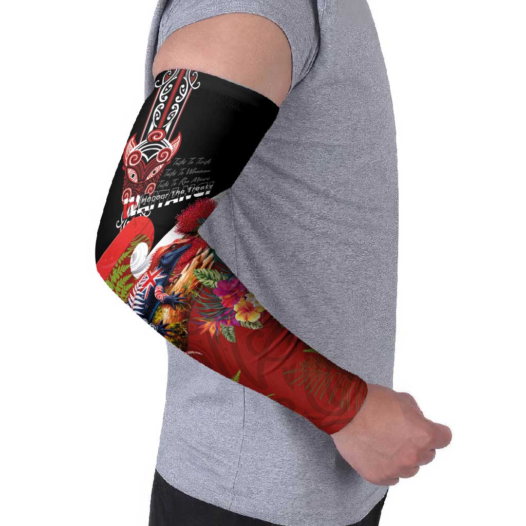 Aotearoa Toitu Te Tiriti Arm Sleeves Waitangi-Honour The Treaty NZ Tuatara and Plants LT03 - Polynesian Pride