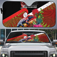 Aotearoa Toitu Te Tiriti Auto Sun Shade Waitangi-Honour The Treaty NZ Tuatara and Plants LT03 Multicolor - Polynesian Pride