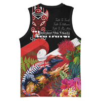 Aotearoa Toitu Te Tiriti Basketball Jersey Waitangi-Honour The Treaty NZ Tuatara and Plants LT03 - Polynesian Pride