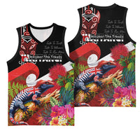 Aotearoa Toitu Te Tiriti Basketball Jersey Waitangi-Honour The Treaty NZ Tuatara and Plants LT03 - Polynesian Pride