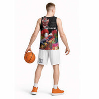 Aotearoa Toitu Te Tiriti Basketball Jersey Waitangi-Honour The Treaty NZ Tuatara and Plants LT03 - Polynesian Pride