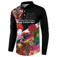 Aotearoa Toitu Te Tiriti Button Sweatshirt Waitangi-Honour The Treaty NZ Tuatara and Plants
