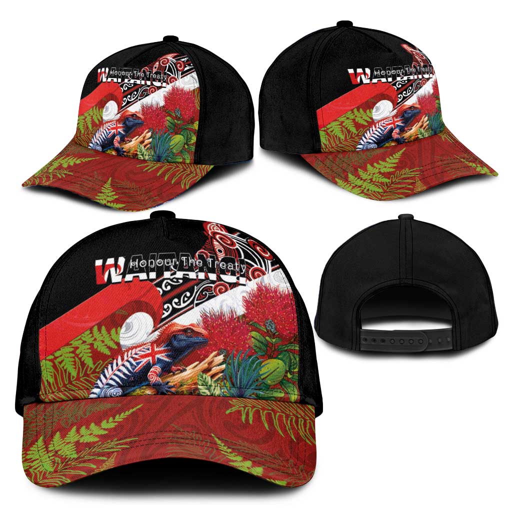 Aotearoa Toitu Te Tiriti Classic Cap Waitangi-Honour The Treaty NZ Tuatara and Plants
