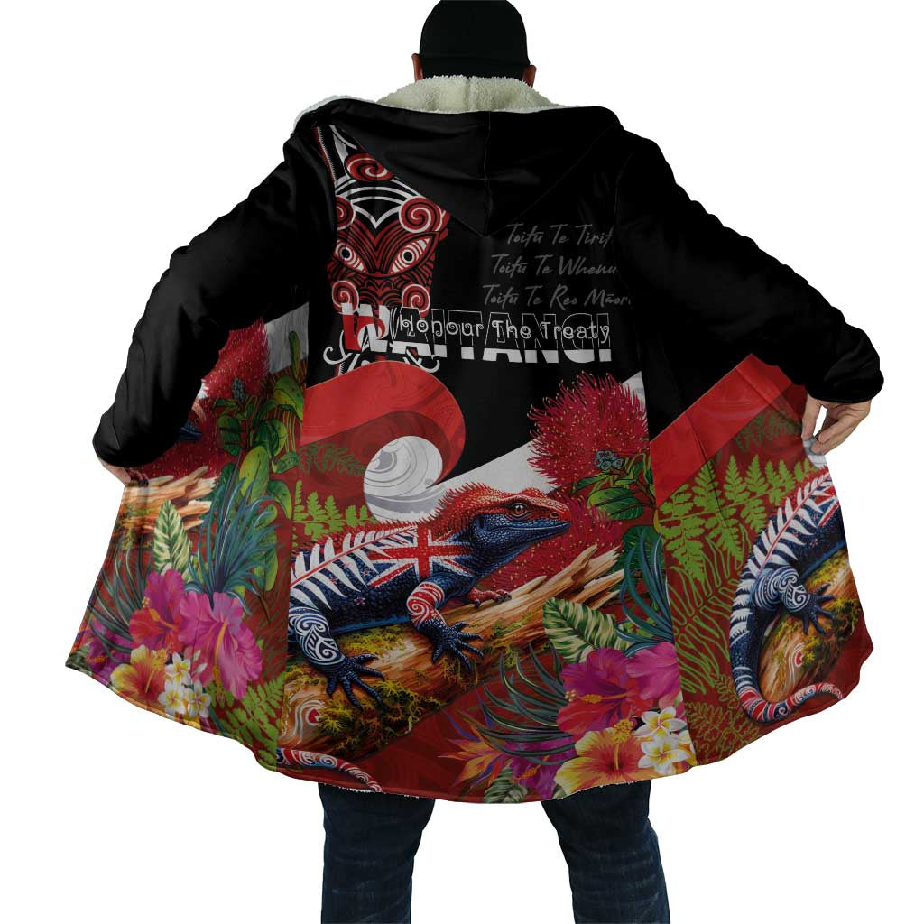 Aotearoa Toitu Te Tiriti Cloak Waitangi-Honour The Treaty NZ Tuatara and Plants LT03 - Polynesian Pride