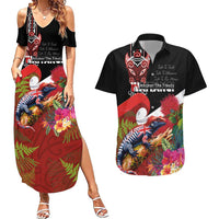 Aotearoa Toitu Te Tiriti Couples Matching Summer Maxi Dress and Hawaiian Shirt Waitangi-Honour The Treaty NZ Tuatara and Plants LT03 Multicolor - Polynesian Pride