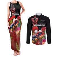 Aotearoa Toitu Te Tiriti Couples Matching Tank Maxi Dress and Long Sleeve Button Shirt Waitangi-Honour The Treaty NZ Tuatara and Plants LT03 Multicolor - Polynesian Pride