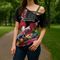 Aotearoa Toitu Te Tiriti Cross Shoulder Shirt Waitangi-Honour The Treaty NZ Tuatara and Plants LT03 - Polynesian Pride