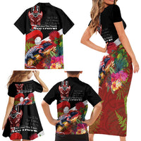 Aotearoa Toitu Te Tiriti Family Matching Short Sleeve Bodycon Dress and Hawaiian Shirt Waitangi-Honour The Treaty NZ Tuatara and Plants LT03 - Polynesian Pride