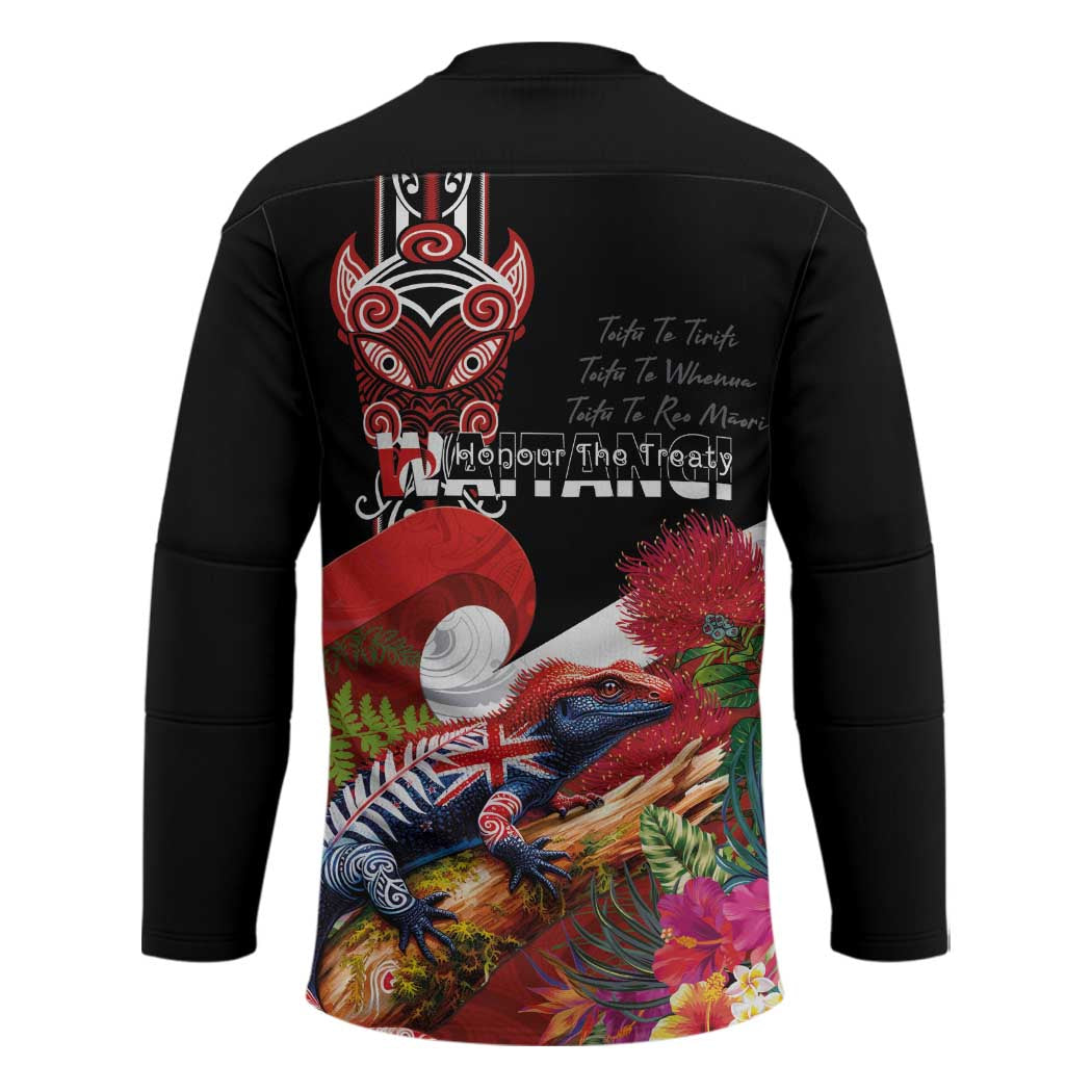 Aotearoa Toitu Te Tiriti Hockey Jersey Waitangi-Honour The Treaty NZ Tuatara and Plants LT03 - Polynesian Pride