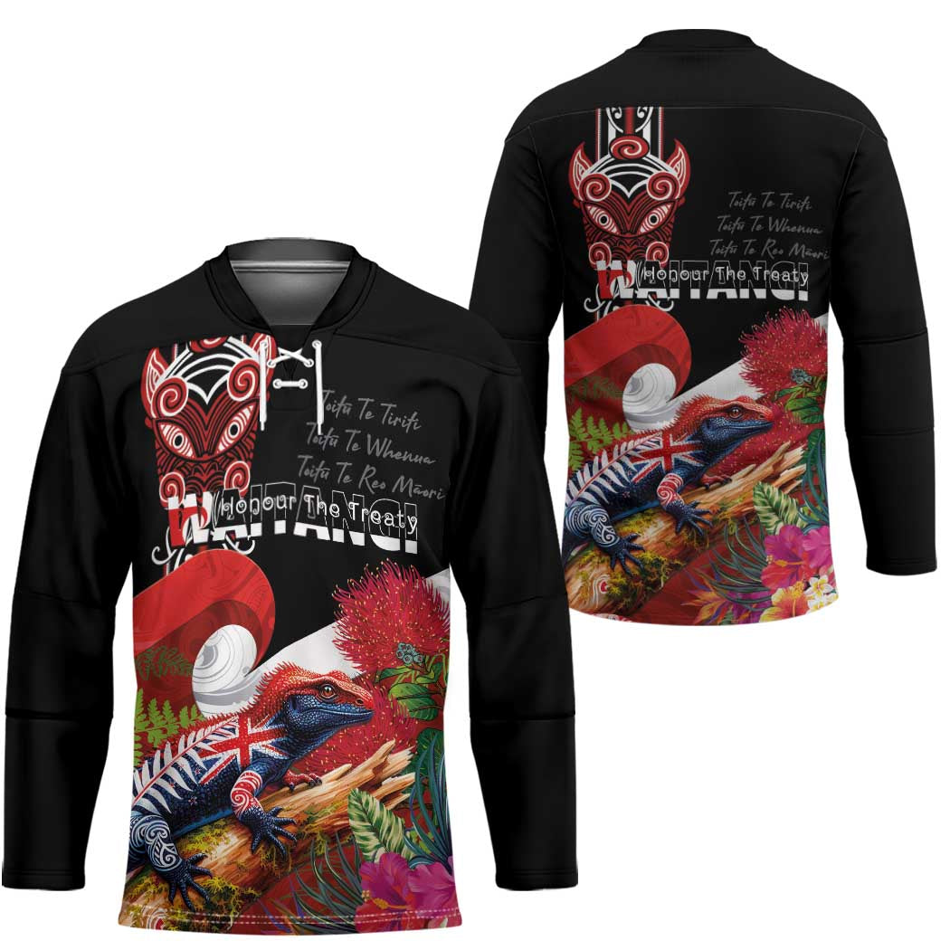 Aotearoa Toitu Te Tiriti Hockey Jersey Waitangi-Honour The Treaty NZ Tuatara and Plants LT03 - Polynesian Pride