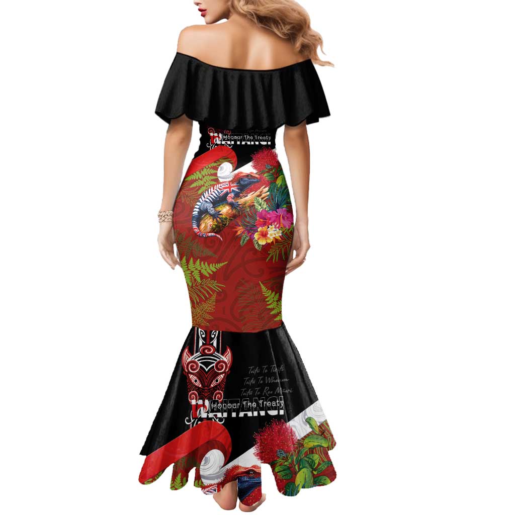 Aotearoa Toitu Te Tiriti Mermaid Dress Waitangi-Honour The Treaty NZ Tuatara and Plants LT03 - Polynesian Pride