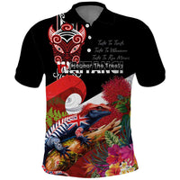 Aotearoa Toitu Te Tiriti Polo Shirt Waitangi-Honour The Treaty NZ Tuatara and Plants LT03 Multicolor - Polynesian Pride