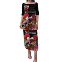 Aotearoa Toitu Te Tiriti Puletasi Waitangi-Honour The Treaty NZ Tuatara and Plants LT03 Long Dress Multicolor - Polynesian Pride