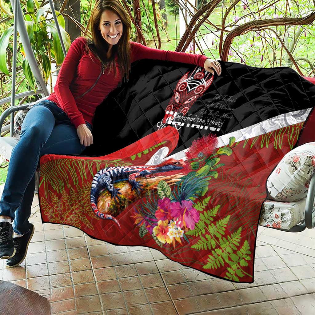 Aotearoa Toitu Te Tiriti Quilt Waitangi-Honour The Treaty NZ Tuatara and Plants LT03 - Polynesian Pride