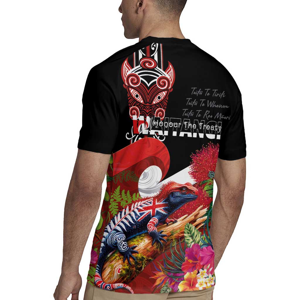 Aotearoa Toitu Te Tiriti Rugby Jersey Waitangi-Honour The Treaty NZ Tuatara and Plants LT03 - Polynesian Pride