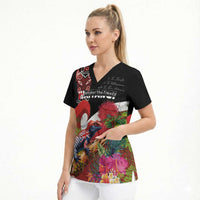 Aotearoa Toitu Te Tiriti Scrub Top Waitangi-Honour The Treaty NZ Tuatara and Plants LT03 - Polynesian Pride
