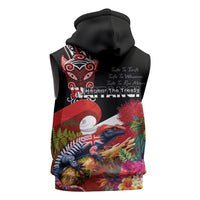 Aotearoa Toitu Te Tiriti Sleeveless Hoodie Waitangi-Honour The Treaty NZ Tuatara and Plants LT03 - Polynesian Pride
