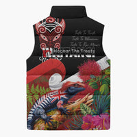 Aotearoa Toitu Te Tiriti Sleeveless Puffer Jacket Waitangi-Honour The Treaty NZ Tuatara and Plants LT03 - Polynesian Pride