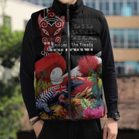 Aotearoa Toitu Te Tiriti Sleeveless Puffer Jacket Waitangi-Honour The Treaty NZ Tuatara and Plants LT03 - Polynesian Pride