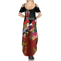 Aotearoa Toitu Te Tiriti Summer Maxi Dress Waitangi-Honour The Treaty NZ Tuatara and Plants LT03 - Polynesian Pride