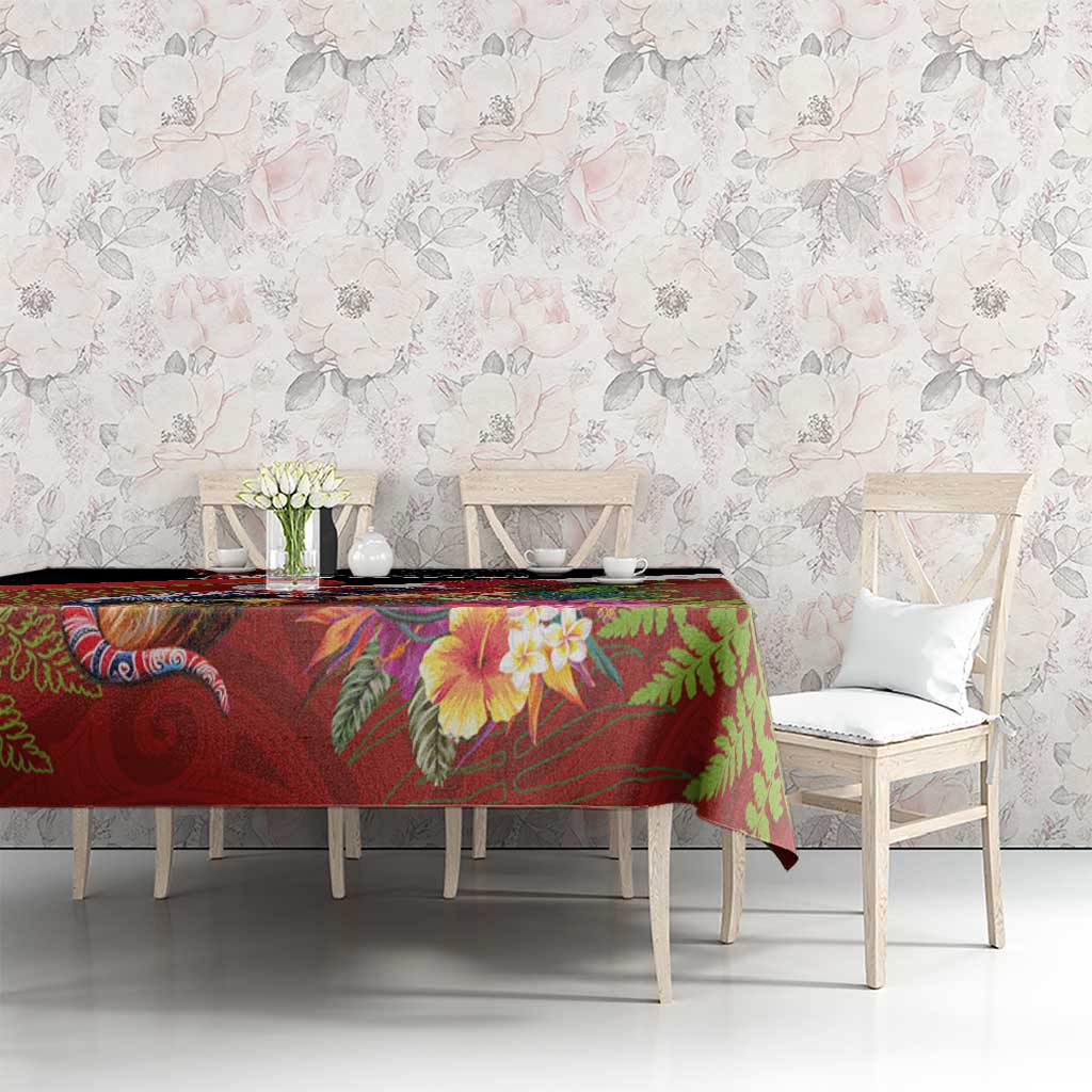 Aotearoa Toitu Te Tiriti Tablecloth Waitangi-Honour The Treaty NZ Tuatara and Plants