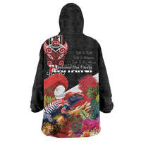 Aotearoa Toitu Te Tiriti Wearable Blanket Hoodie Waitangi-Honour The Treaty NZ Tuatara and Plants LT03 - Polynesian Pride