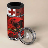 Tonga ANZAC Day 4 in 1 Can Cooler Tumbler Gallipoli Lest We Forget-Ngatu Art Tribal LT03 - Polynesian Pride