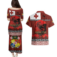 Tonga ANZAC Day Couples Matching Puletasi and Hawaiian Shirt Gallipoli Lest We Forget Ngatu Art Tribal LT03 - Polynesian Pride