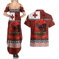 Tonga ANZAC Day Couples Matching Summer Maxi Dress and Hawaiian Shirt Gallipoli Lest We Forget Ngatu Art Tribal LT03 - Polynesian Pride