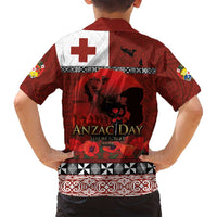 Tonga ANZAC Day Family Matching Off Shoulder Maxi Dress and Hawaiian Shirt Gallipoli Lest We Forget Ngatu Art Tribal LT03 - Polynesian Pride