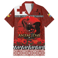 Tonga ANZAC Day Family Matching Short Sleeve Bodycon Dress and Hawaiian Shirt Gallipoli Lest We Forget Ngatu Art Tribal LT03 Dad's Shirt - Short Sleeve Red - Polynesian Pride