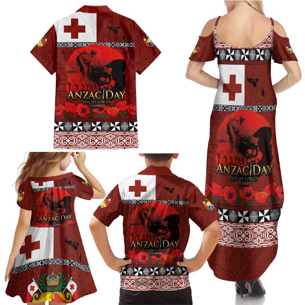 Tonga ANZAC Day Family Matching Summer Maxi Dress and Hawaiian Shirt Gallipoli Lest We Forget Ngatu Art Tribal LT03 - Polynesian Pride