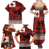 Tonga ANZAC Day Family Matching Summer Maxi Dress and Hawaiian Shirt Gallipoli Lest We Forget Ngatu Art Tribal LT03 - Polynesian Pride