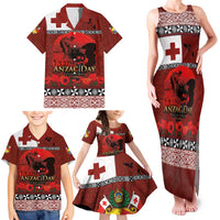 Tonga ANZAC Day Family Matching Tank Maxi Dress and Hawaiian Shirt Gallipoli Lest We Forget Ngatu Art Tribal LT03 - Polynesian Pride