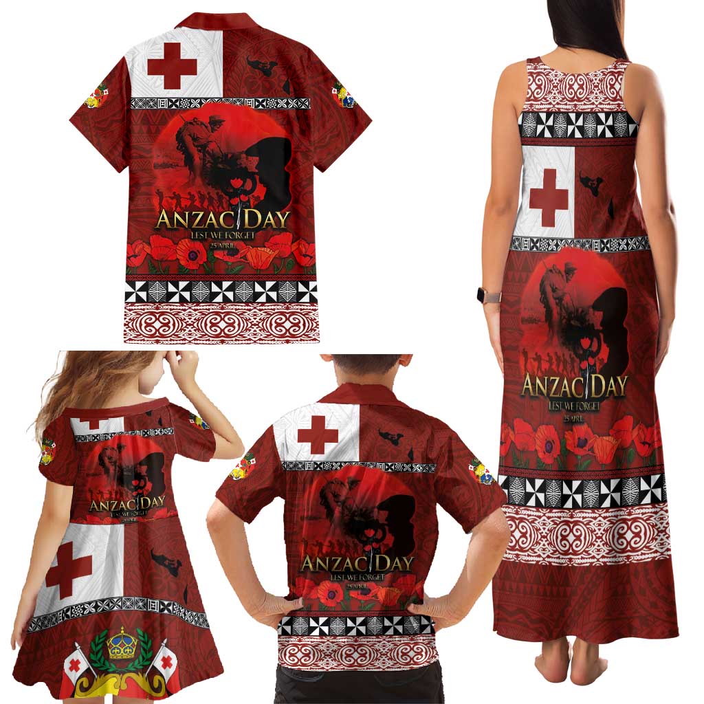 Tonga ANZAC Day Family Matching Tank Maxi Dress and Hawaiian Shirt Gallipoli Lest We Forget Ngatu Art Tribal LT03 - Polynesian Pride