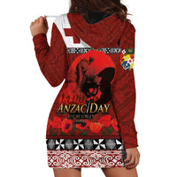 Tonga ANZAC Day Hoodie Dress Gallipoli Lest We Forget Ngatu Art Tribal LT03 - Polynesian Pride