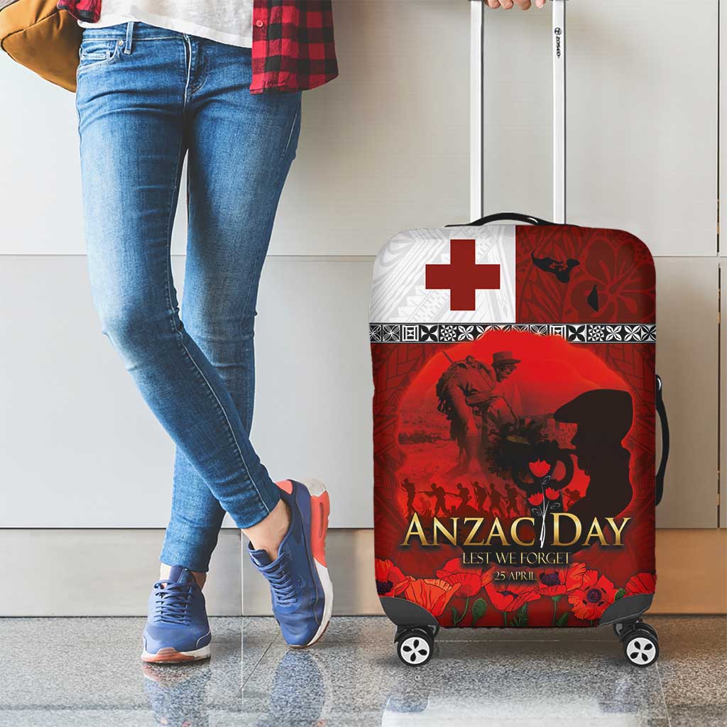 Tonga ANZAC Day Luggage Cover Gallipoli Lest We Forget Ngatu Art Tribal
